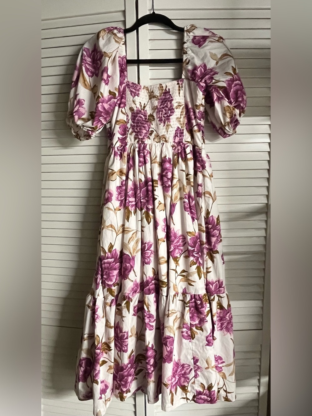 Abercrombie & Fitch Emerson Poplin White Midi Dress with Pink Floral Print - Picture 10 of 11